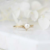 1ct Round Cut Diamond Pearl Tiara Engagement Ring 14k Yellow Gold Finish