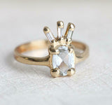 2ct Oval Cut VVS1D Diamond Engagement Ring Unique Crown 14k Yellow Gold Finish