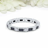 2ct Baguette Cut Black Diamond Wedding Band Eternity Milgrain 14k WhiteGold Over