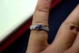 2.25ct Engagement Ring Round Cut Blue Tanzanite Swirl Twist 14k White Gold Over