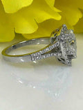 2.1ct Pear Cut Diamond Halo Split Shank Engagement Ring 14k White Gold Finish