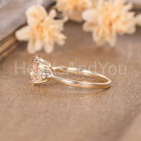 1.5ct Oval Cut Simulated Morganite Petite Engagement Ring 14k Rose Gold Plated