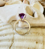 2.2ct Engagement Ring Cushion Cut Purple Amethyst Solitaire 14k WhiteGold Finish