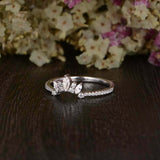 Curved Crown Wedding Ring Band 1ct Marquise Cut Diamond 14k White Gold Finish