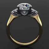 2ct Round Cut VVS1 Diamond Cluster Accents Solitaire Ring 14k Yellow Gold Finish