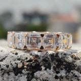 2.5ct Asscher Simulated Diamond Cocktail Eternity Wed Band 14k YellowGold Plated