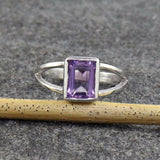 2.2ct Engagement Ring Emerald Cut Purple Amethyst Split Shank 14k WhiteGold Over