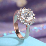 2.5ct Round Cut VVS1D Diamond Engagement Ring 14k Rose Gold Finish Flower Design