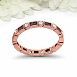 2ct Baguette Cut Black Diamond Wedding Band Eternity Milgrain 14k Rose Gold Over