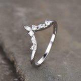 1.6ct Marquise Cut Diamond Engagement Ring Curved Crown 14k White Gold Finish