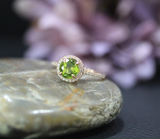 2ct Round Cut Green Peridot Engagement Ring 14k YellowGold Finish Halo Solitaire