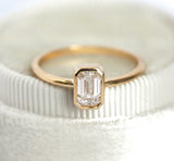 1ct Emerald Cut Diamond Engagement Ring Bezel Set Solitaire 14k Yellow Gold Over
