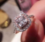 4Ct Cushion Diamond Dual Halo Engagement Ring 14K White Gold Over Round Accents