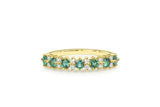 1.3ct Round Cut Green Emerald Half Eternity Wedding Band 14k Yellow Gold Finish