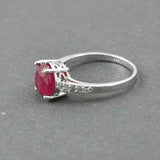 1.5ct Engagement Ring Oval Cut Ruby Solitaire with Accent 14k White Gold Finish