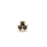 0.4ct Round Black Diamond Trilogy Minimalist Stud Earrings 14k Yellow Gold Over