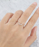 0.3ct Marquise Simulated Diamond Curved Minimalist Wed Band 14k Rose Gold Plated