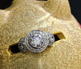 2.28ct Round Cut VVS1 Diamond Engagement Ring Trilogy Halo 14k White Gold Finish