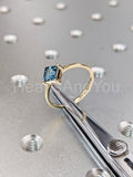0.5ct Asscher Cut Simulated Blue Aquamarine Solitaire Ring 14k YellowGold Plated
