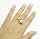 2.3ct Engagement Ring Oval Cut Yellow Sapphire Floral Halo 14k YellowGold Finish