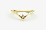 0.5ct Round Cut Diamond V Shaped Curved Stackable Band 14k Yellow Gold Finish
