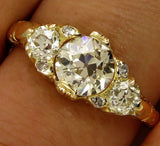 3Ct Round Cut Diamond Edwardian Vintage Engagement Ring 14K Yellow Gold Finish