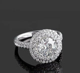 4.5ct Round Cut Diamond Engagement Ring Dual Halo Cocktail 14k White Gold Finish
