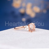 2ct Oval Cut Simulated Morganite Solitaire Round Accent Ring 14k RoseGold Plated