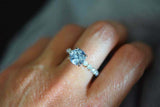 1ct Engagement Ring Round Cut Blue Aquamarine Diamond Accent 14k White Gold Over