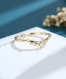 0.2ct Round Cut Moissanite Minimalist Women Wedding Band 14k Yellow Gold Plated