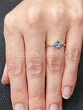 0.5ct Asscher Cut Simulated Blue Aquamarine Solitaire Ring 14k YellowGold Plated