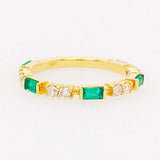 0.5ct Baguette Cut Simulated Emerald 3/4th Eternity Band 14k Yellow Gold Plated