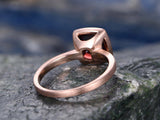 1Ct Cushion Cut Red Garnet Bezel Set Solitaire Engagement Ring 14K Rose Gold Fin