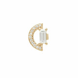 0.5ct Baguette Cut Diamond Half Circle Minimal Stud Earrings 14k YellowGold Over