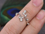 1.2ct Round Cut VVS1D Diamond Engagement Ring Floral Leaf 14k White Gold Finish