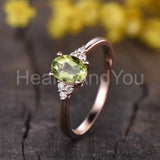 0.5ct Oval Cut Simulated Peridot Petite Engagement Ring 14k Rose Gold Plated