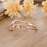 0.2ct Round Cut Moissanite Chevron Leaf Women Wedding Band 14k Rose Gold Plated