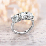 2.1ct Round Cut Moissanite Three Stone Engagement Ring 14k Rose Gold Plated