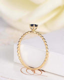 0.5ct Round Cut Blue Sapphire Beaded Ball Solitaire Ring 14k Yellow Gold Finish