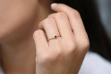 0.4ct Round Cut Ruby Two Stone Minimalist Engagement Ring 14k Yellow Gold Finish