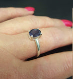 0.8ct Engagement Ring Oval Cut Blue Tanzanite Solitaire 14k White Gold Finish