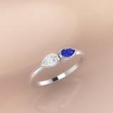0.25ct Pear Cut Blue Sapphire Engagement Ring 14k White Gold Finish Solitaire