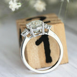 1.4Ct Oval Cut Diamond Trilogy Solitaire Engagement Ring 14K White Gold Finish