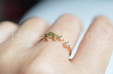 0.1ct Round Cut Moissanite Cat Design Engagement Ring 14k Yellow Gold Plated