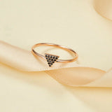 0.06ct Round Black Diamond Engagement Ring Dainty Minimalist 14k Rose Gold Over