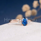 0.5ct Oval Cut Simulated Sapphire Petite Engagement Ring 14k Yellow Gold Plated