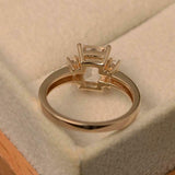 1.5ct Engagement Ring Emerald Cut Diamond Accents Trilogy 14k Rose Gold Finish