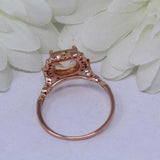 2.04ct Cushion Peach Morganite Engagement Ring Art Deco Halo 14k RoseGold Finish