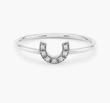0.5ct Round Cut Diamond Horse Shoe Lucky Engagement Ring 14k White Gold Finish