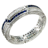 2ct Round Cut Blue Sapphire Wedding Band Stylish Eternity 14k White Gold Finish